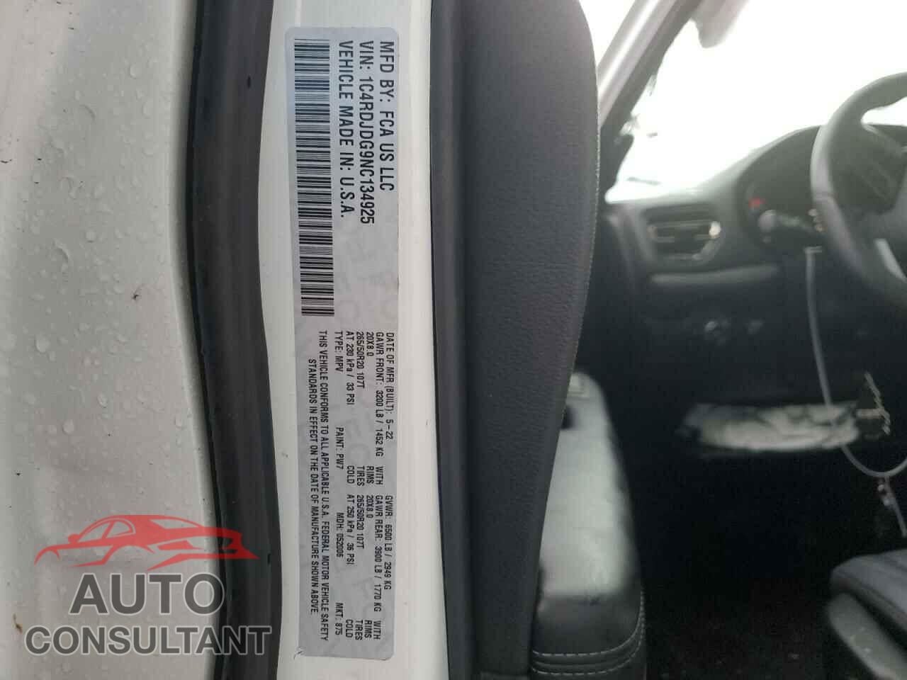DODGE DURANGO 2022 - 1C4RDJDG9NC134925