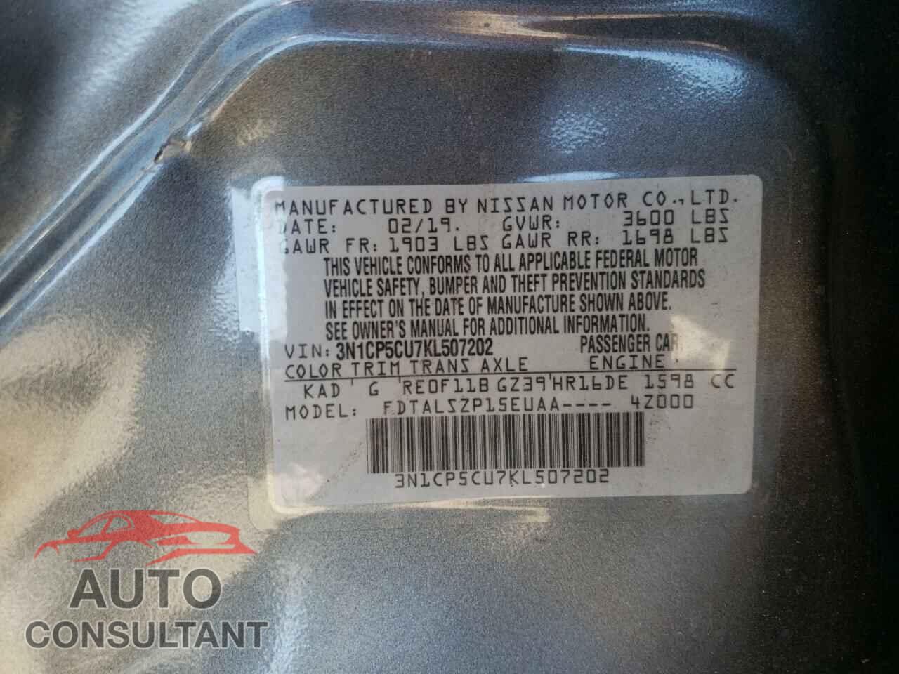 NISSAN KICKS 2019 - 3N1CP5CU7KL507202