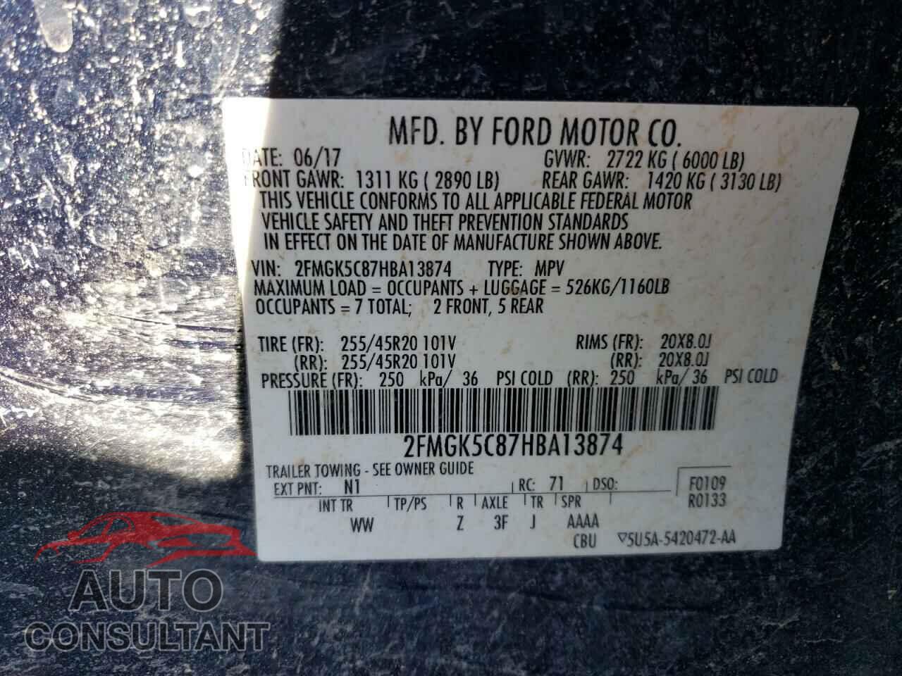 FORD FLEX 2017 - 2FMGK5C87HBA13874