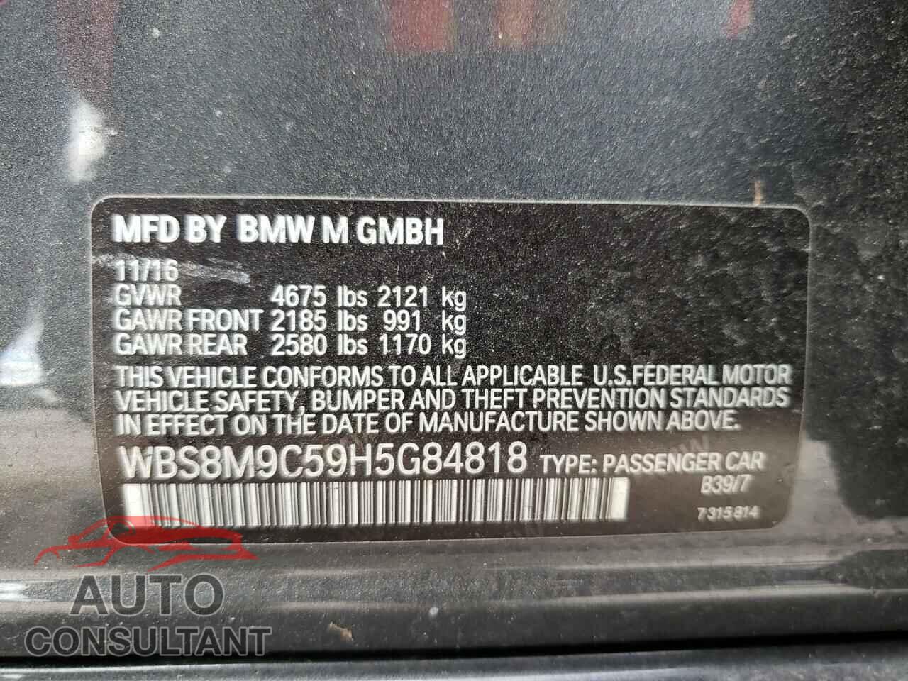 BMW M3 2017 - WBS8M9C59H5G84818