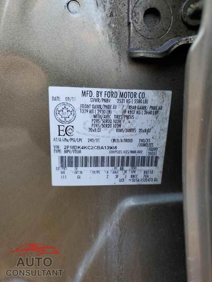 FORD EDGE 2012 - 2FMDK4KC2CBA13938