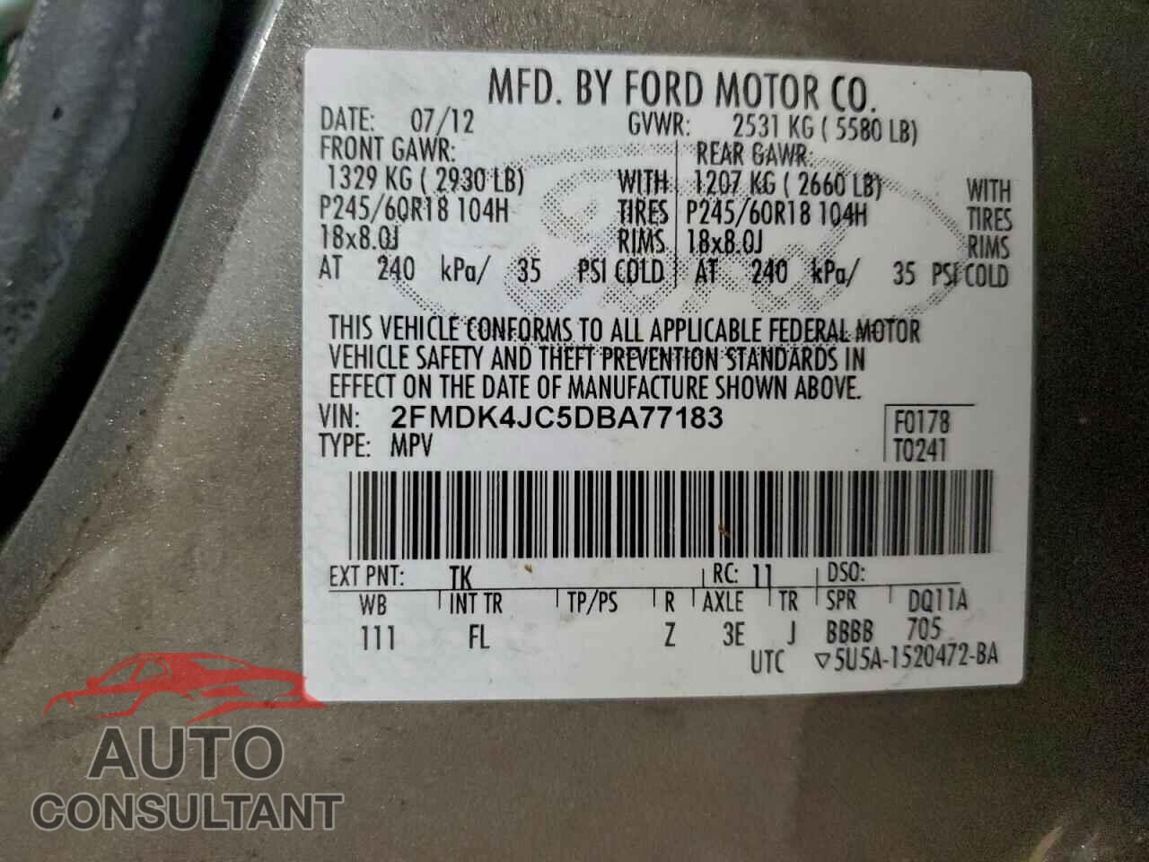 FORD EDGE 2013 - 2FMDK4JC5DBA77183