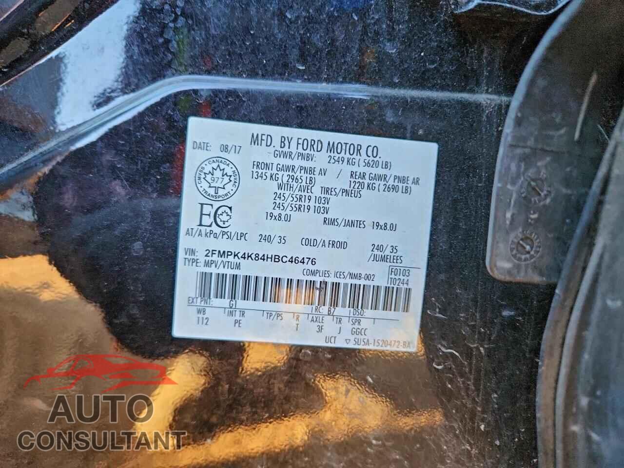 FORD EDGE 2017 - 2FMPK4K84HBC46476