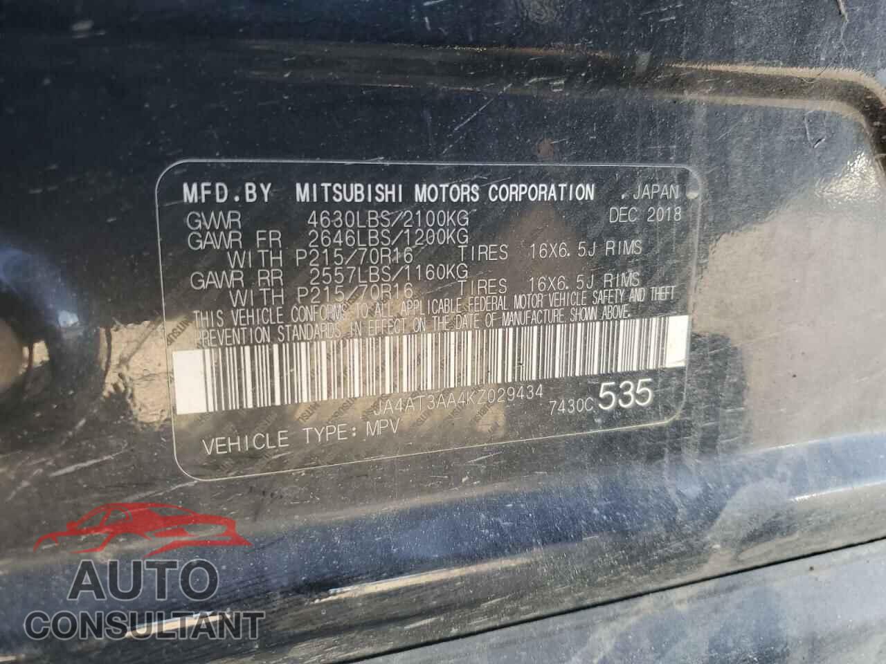 MITSUBISHI ECLIPSE 2019 - JA4AT3AA4KZ029434