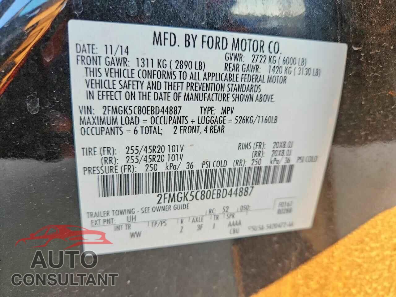 FORD FLEX 2014 - 2FMGK5C80EBD44887