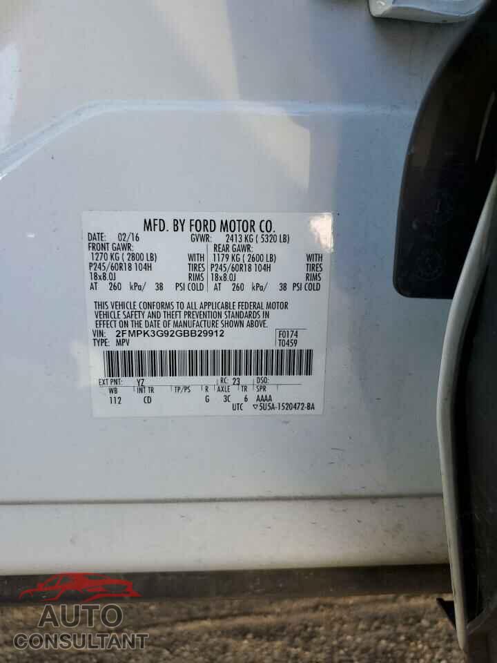 FORD EDGE 2016 - 2FMPK3G92GBB29912
