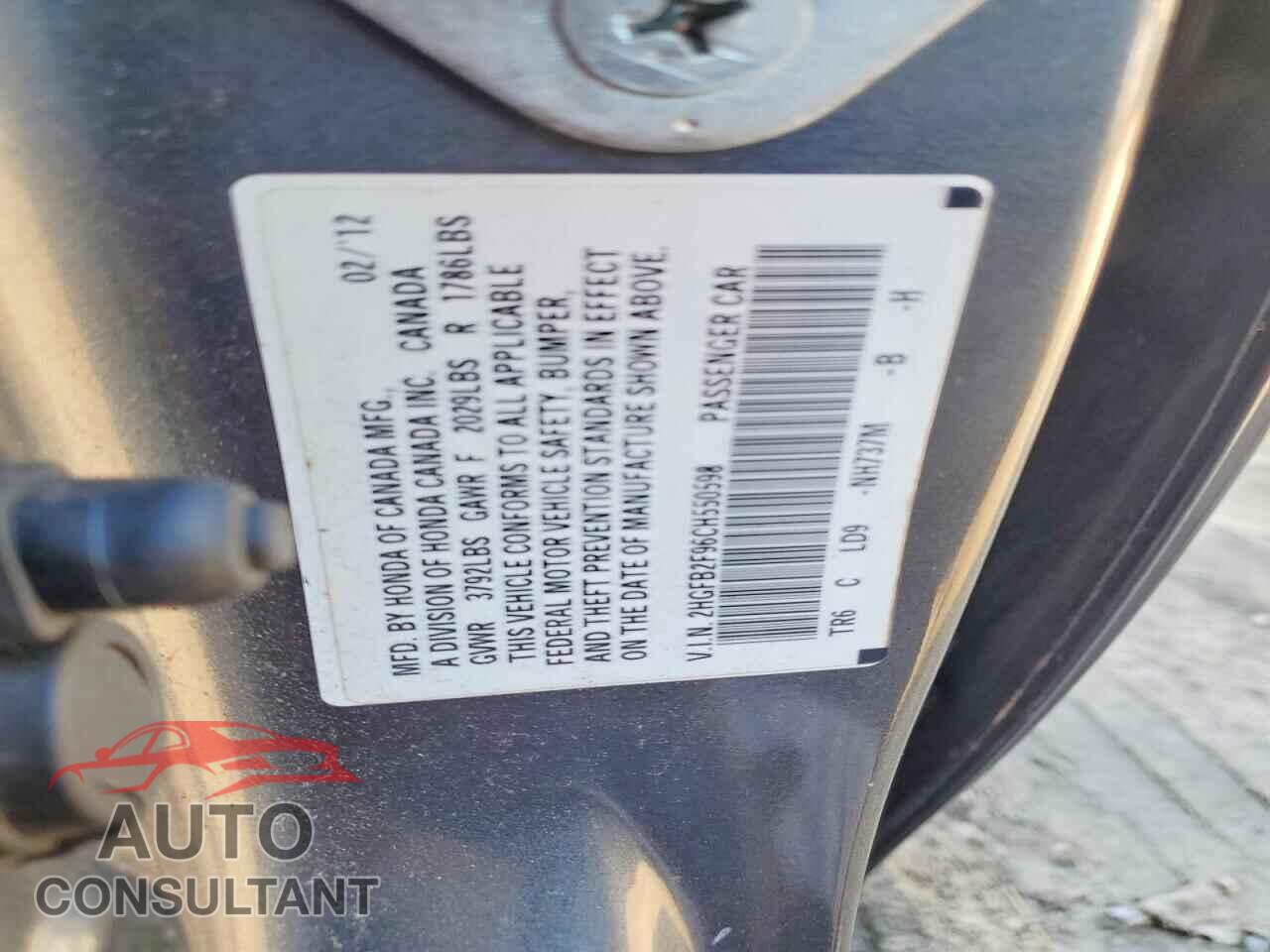 HONDA CIVIC 2012 - 2HGFB2F96CH550598