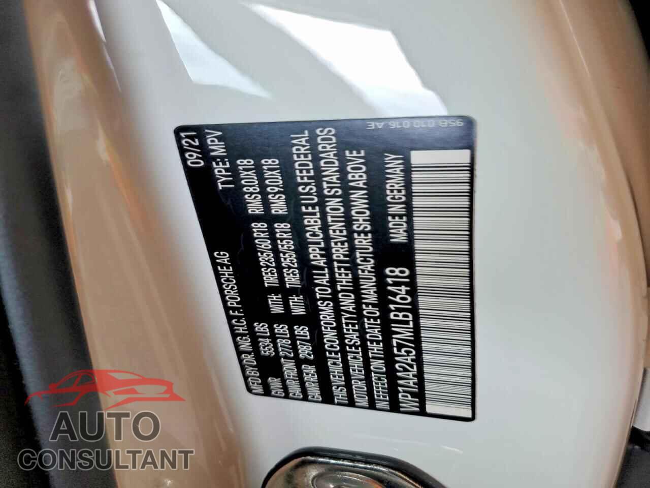 PORSCHE MACAN 2021 - WP1AA2A57MLB16418