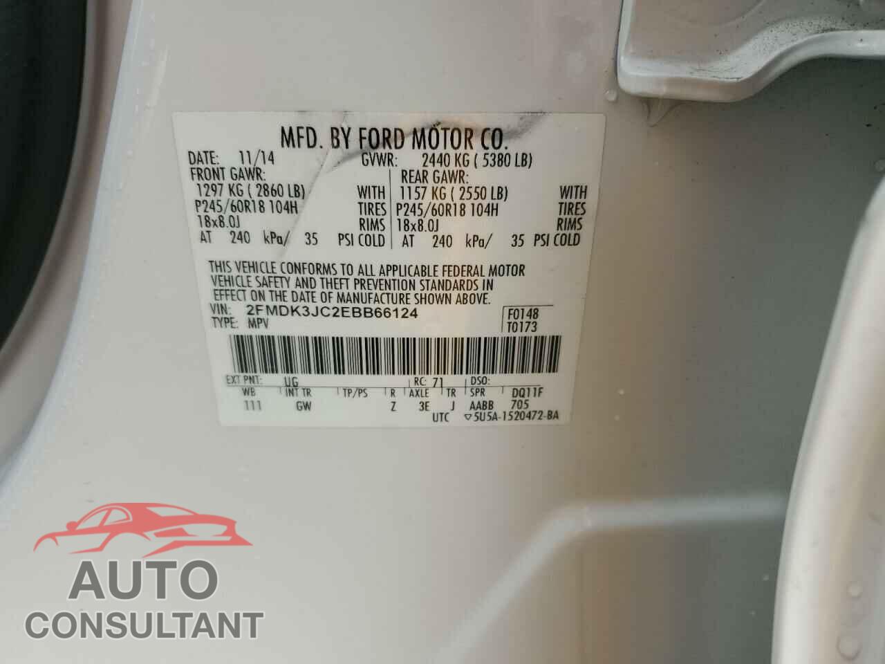 FORD EDGE 2014 - 2FMDK3JC2EBB66124