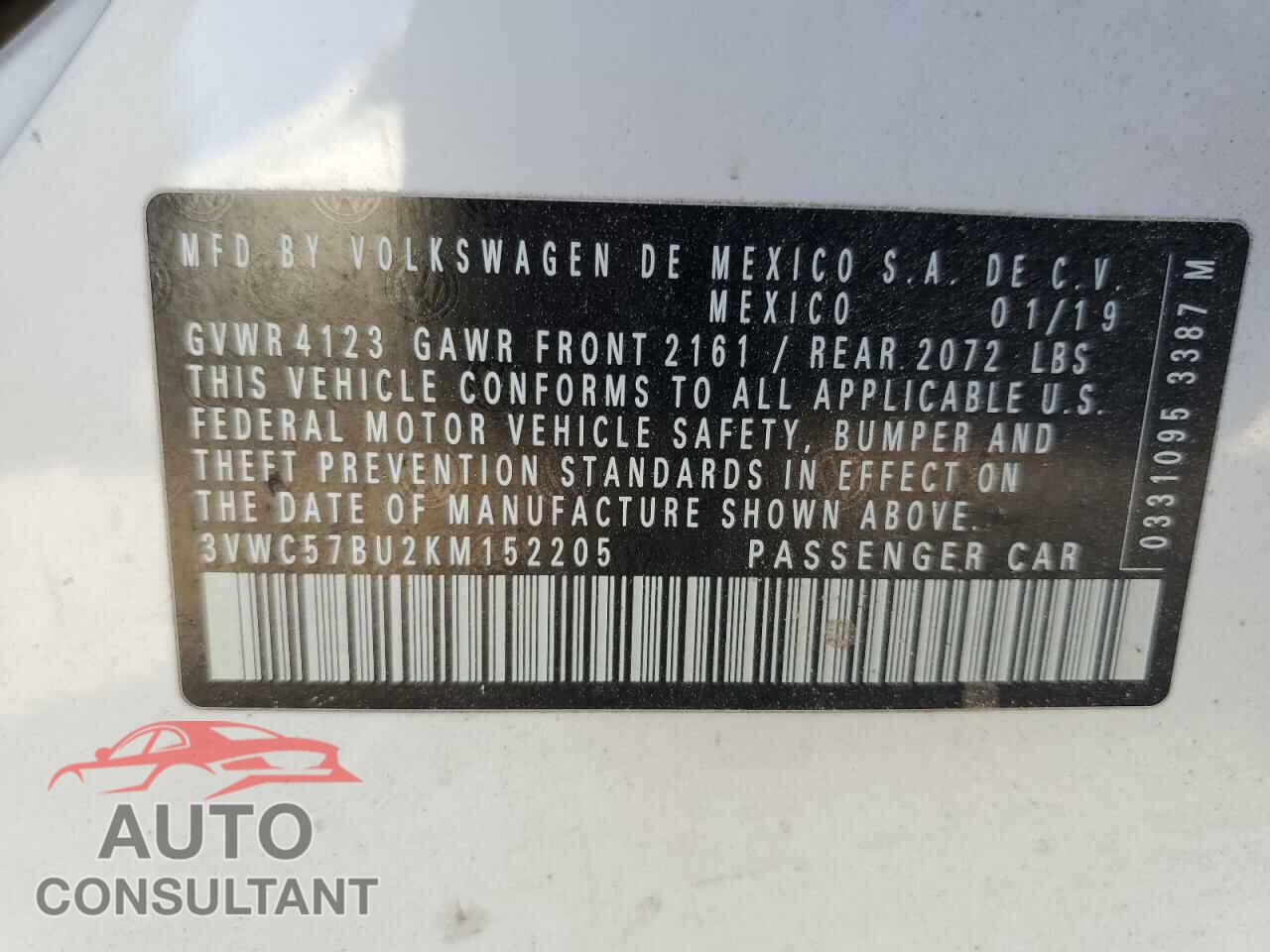 VOLKSWAGEN JETTA 2019 - 3VWC57BU2KM152205