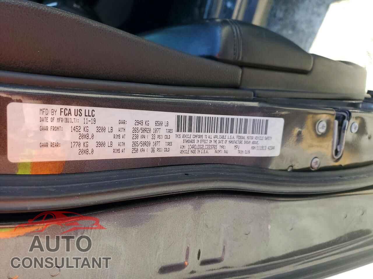 DODGE DURANGO 2020 - 1C4RDJDG2LC223765