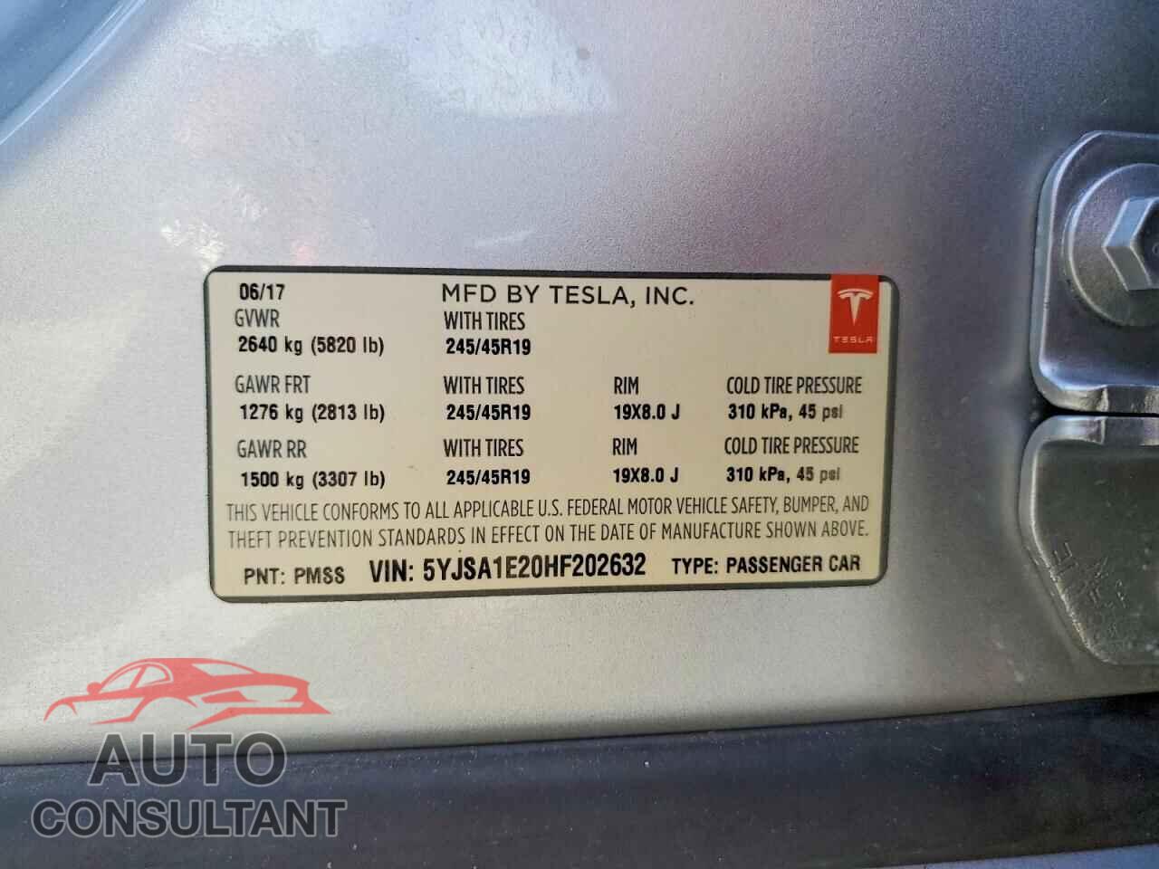 TESLA MODEL S 2017 - 5YJSA1E20HF202632