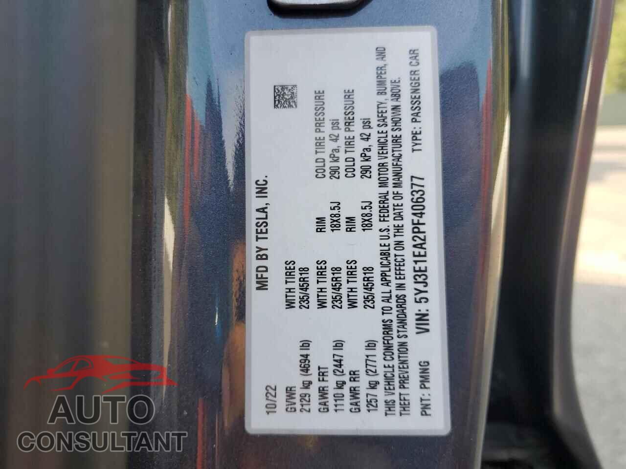 TESLA MODEL 3 2023 - 5YJ3E1EA2PF406377