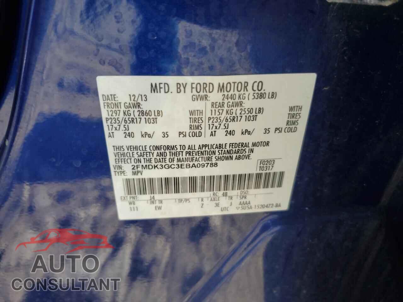 FORD EDGE 2014 - 2FMDK3GC3EBA09788