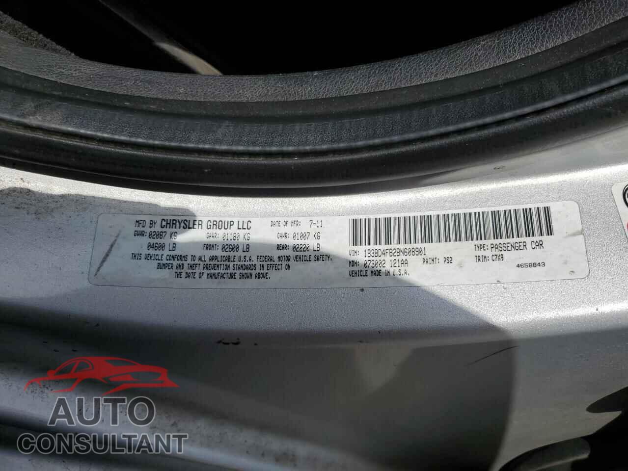 DODGE AVENGER 2011 - 1B3BD4FB2BN608901