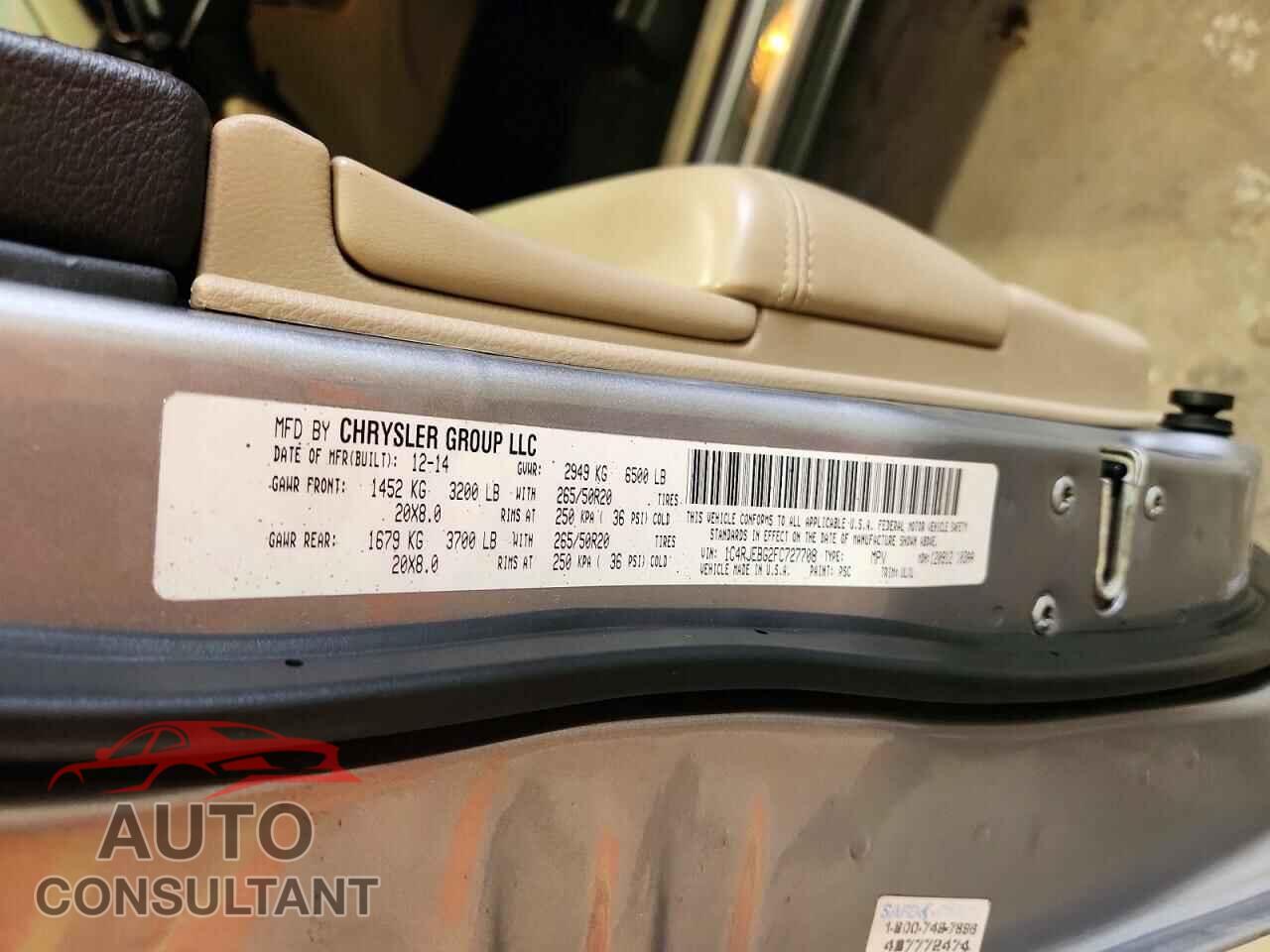 JEEP CHEROKEE 2015 - 1C4RJEBG2FC727708