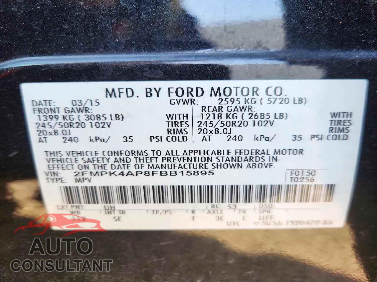 FORD EDGE 2015 - 2FMPK4AP8FBB15895