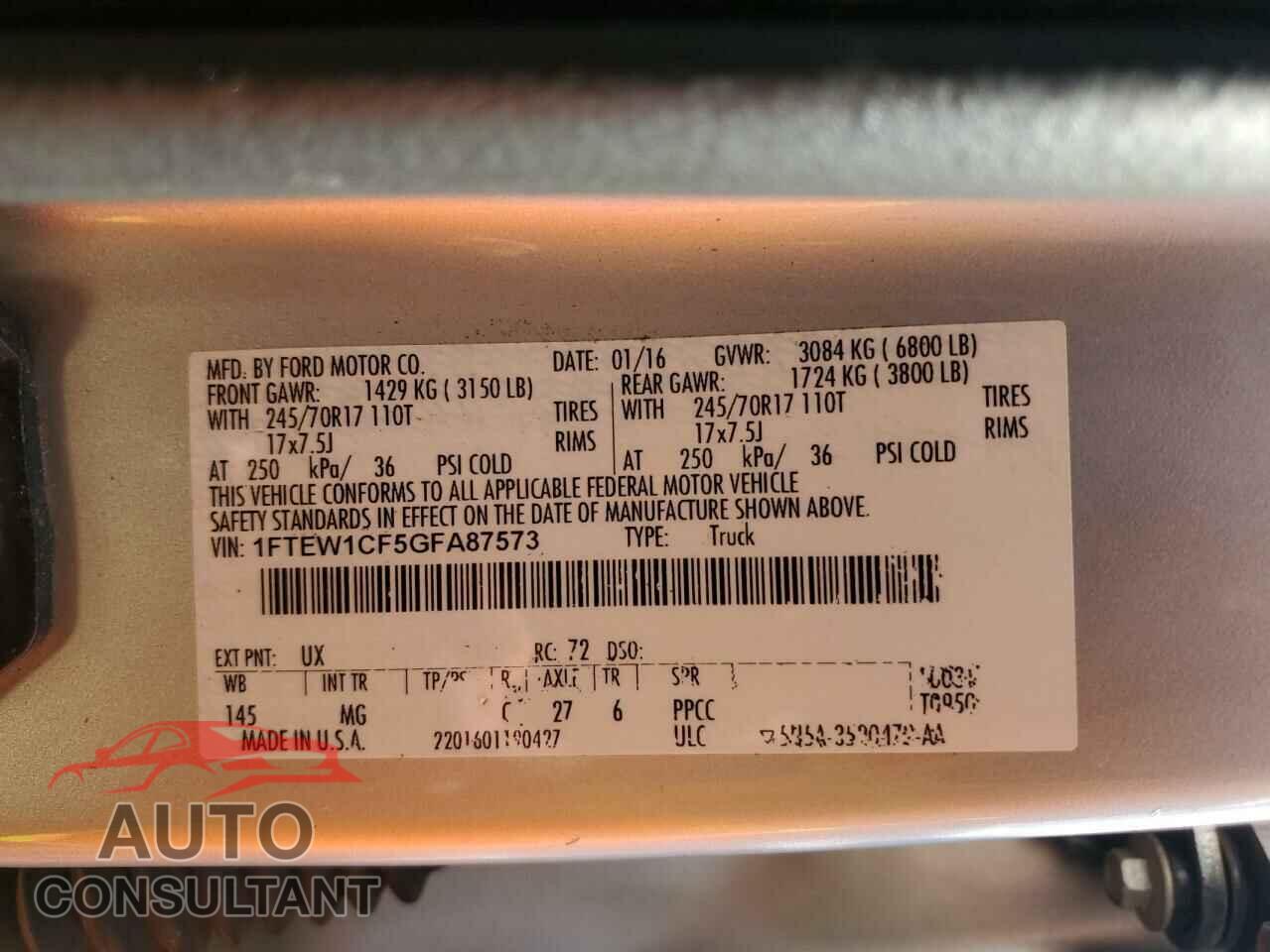 FORD F-150 2016 - 1FTEW1CF5GFA87573