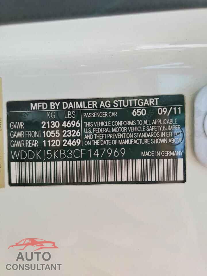 MERCEDES-BENZ E-CLASS 2012 - WDDKJ5KB3CF147969