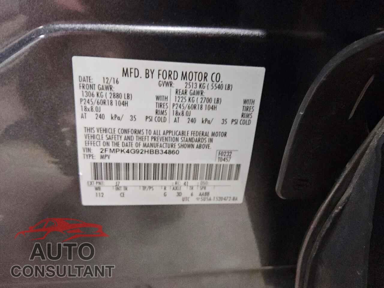 FORD EDGE 2017 - 2FMPK4G92HBB34860