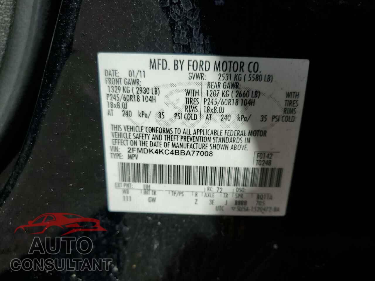 FORD EDGE 2011 - 2FMDK4KC4BBA77008