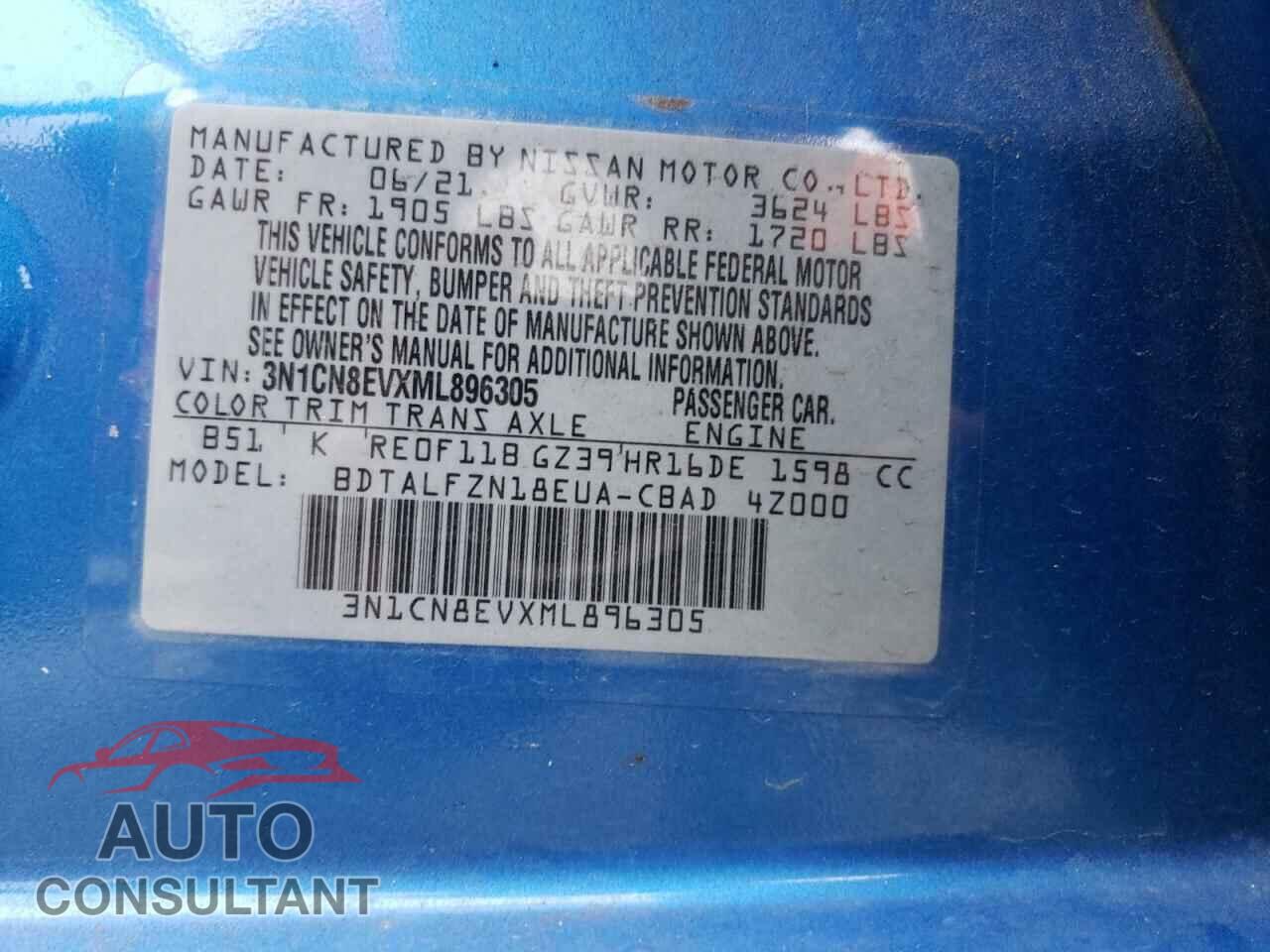 NISSAN VERSA 2021 - 3N1CN8EVXML896305