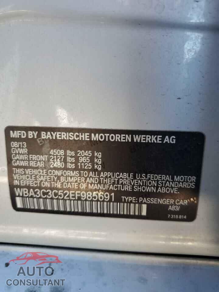 BMW 3 SERIES 2014 - WBA3C3C52EF985691
