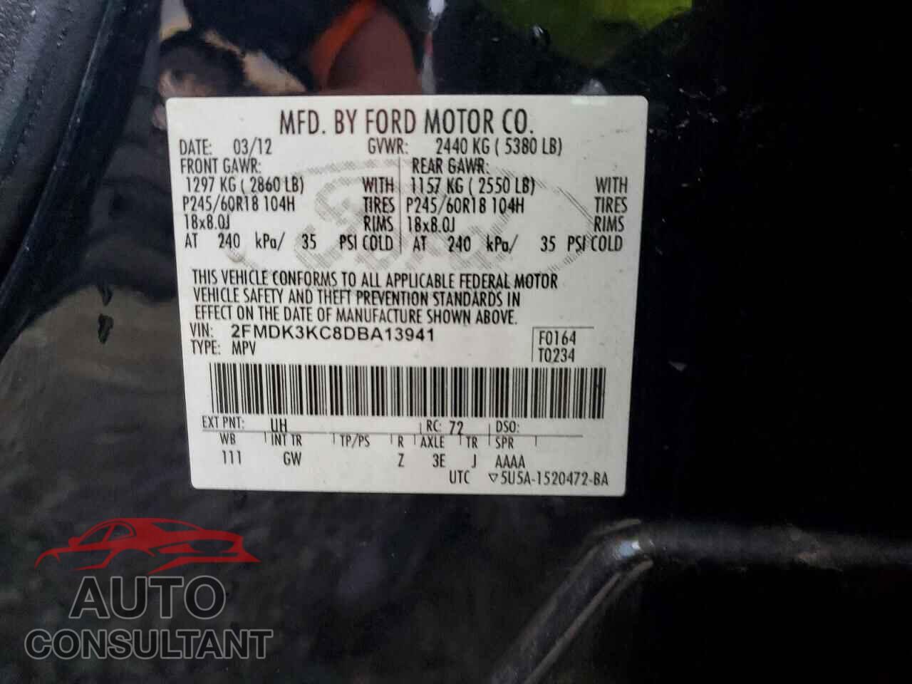FORD EDGE 2013 - 2FMDK3KC8DBA13941