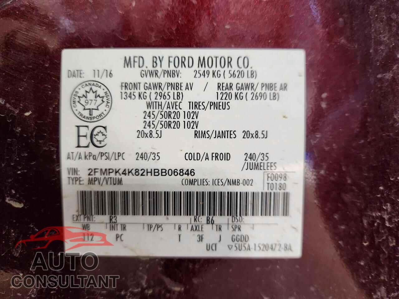 FORD EDGE 2017 - 2FMPK4K82HBB06846