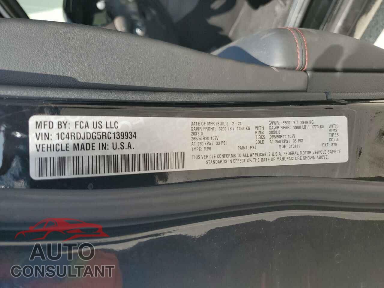 DODGE DURANGO 2024 - 1C4RDJDG5RC139934