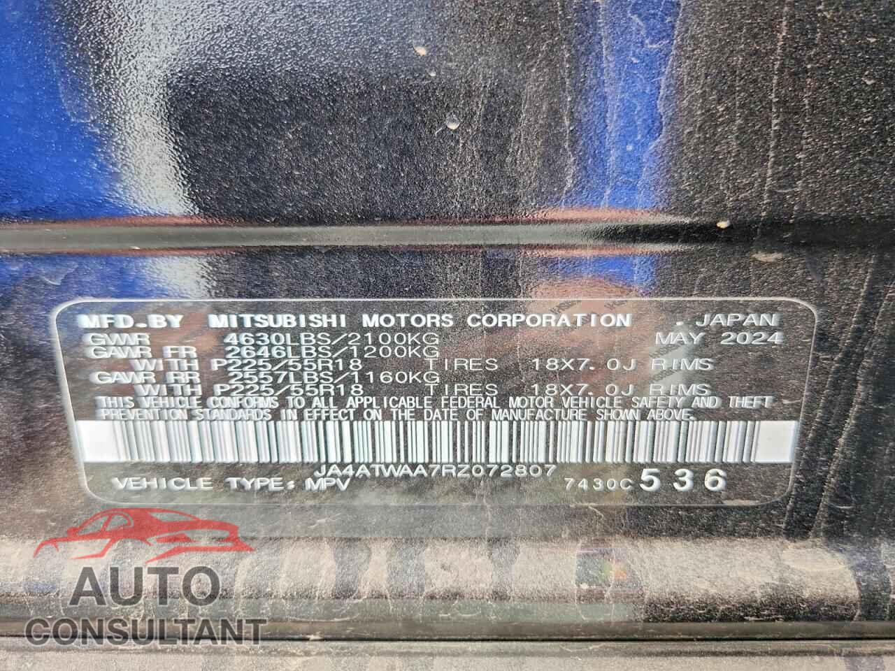 MITSUBISHI ECLIPSE 2024 - JA4ATWAA7RZ072807
