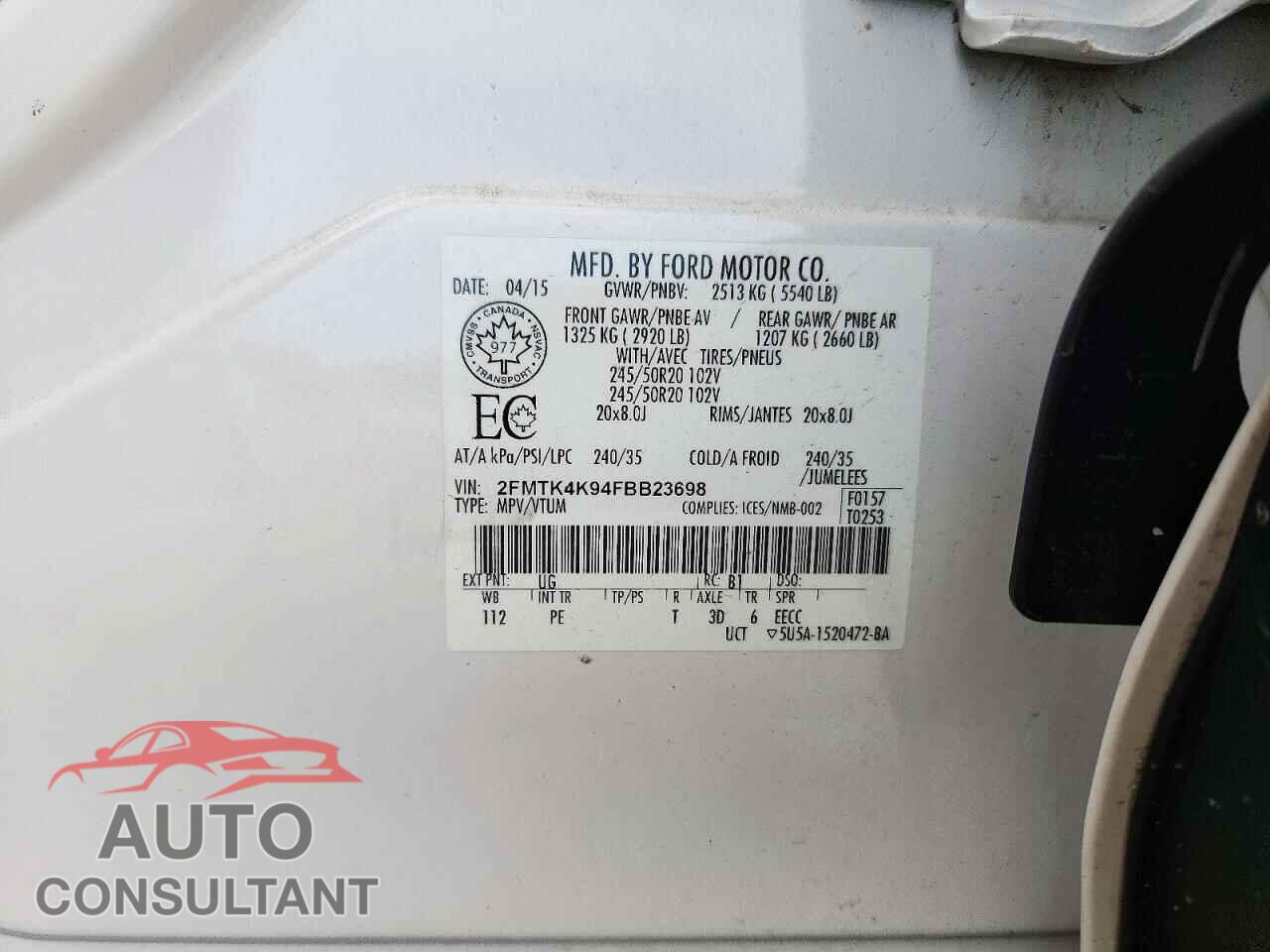 FORD EDGE 2015 - 2FMTK4K94FBB23698