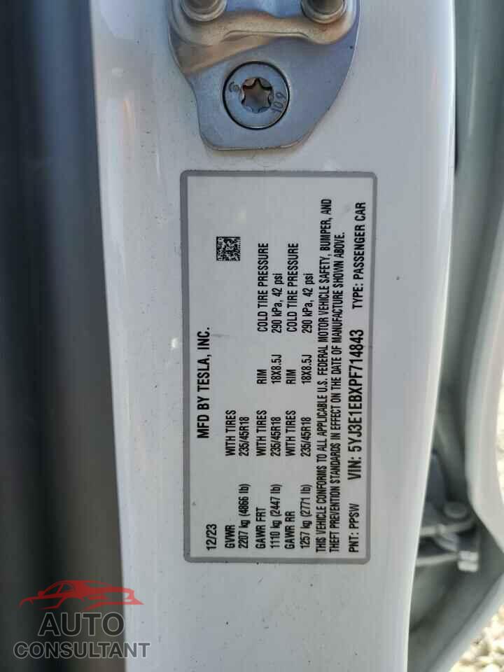 TESLA MODEL 3 2023 - 5YJ3E1EBXPF714843