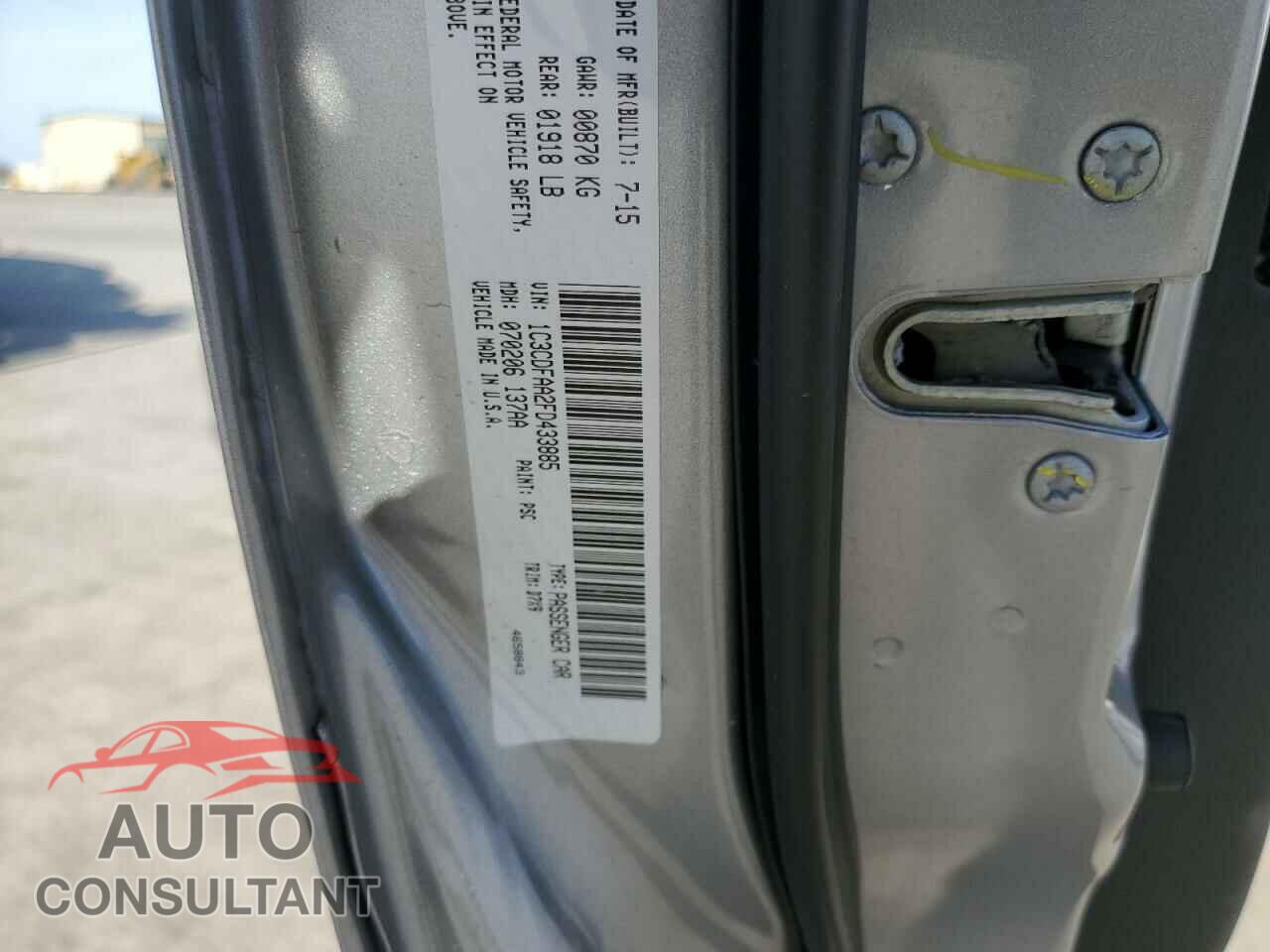 DODGE DART 2015 - 1C3CDFAA2FD433885