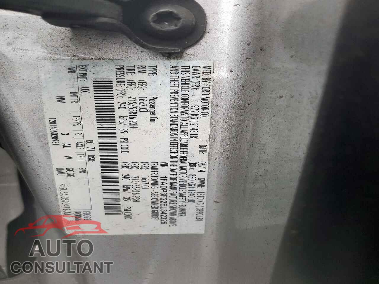 FORD FOCUS 2014 - 1FADP3F22EL342326