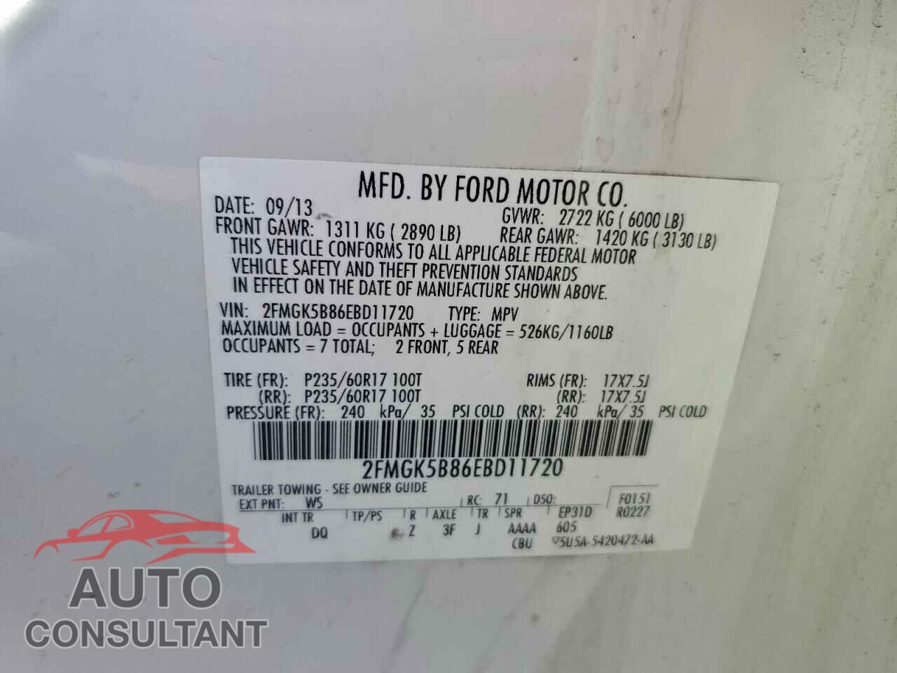 FORD FLEX 2014 - 2FMGK5B86EBD11720
