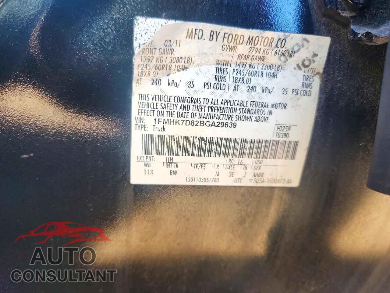 FORD EXPLORER 2011 - 1FMHK7D82BGA29639