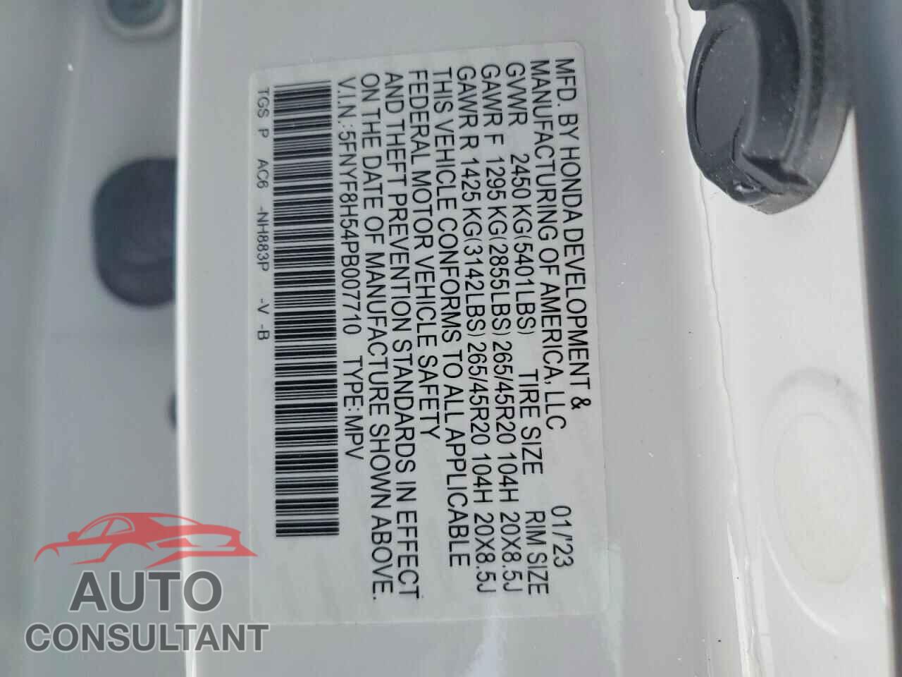 HONDA PASSPORT 2023 - 5FNYF8H54PB007710