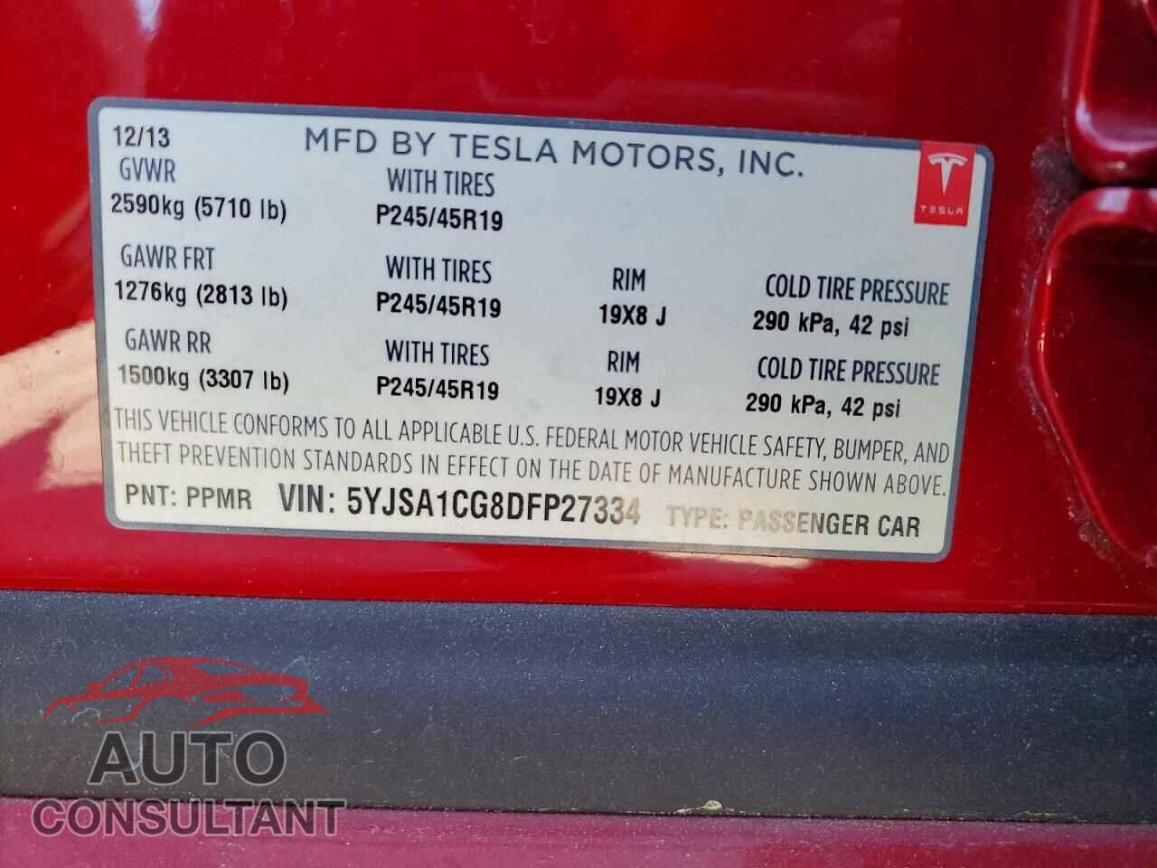TESLA MODEL S 2013 - 5YJSA1CG8DFP27334