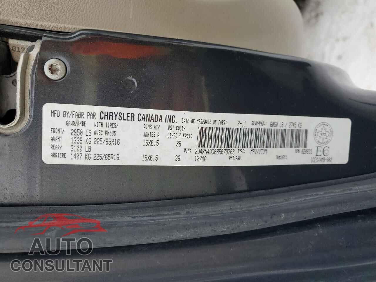 DODGE CARAVAN 2011 - 2D4RN4DG6BR673703