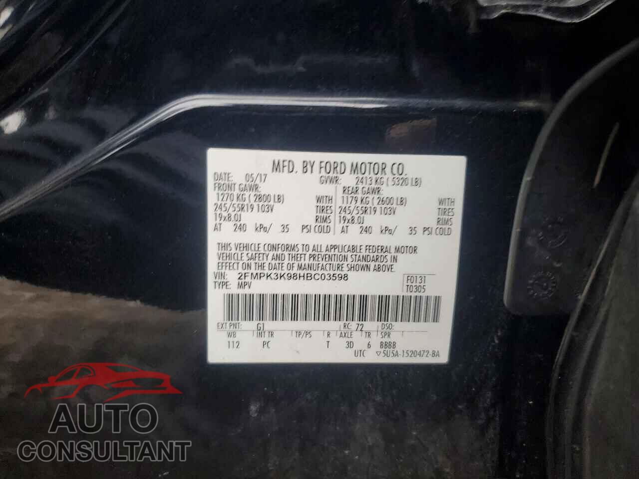 FORD EDGE 2017 - 2FMPK3K98HBC03598
