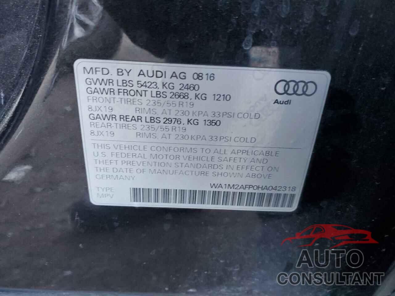 AUDI Q5 2017 - WA1M2AFP0HA042318