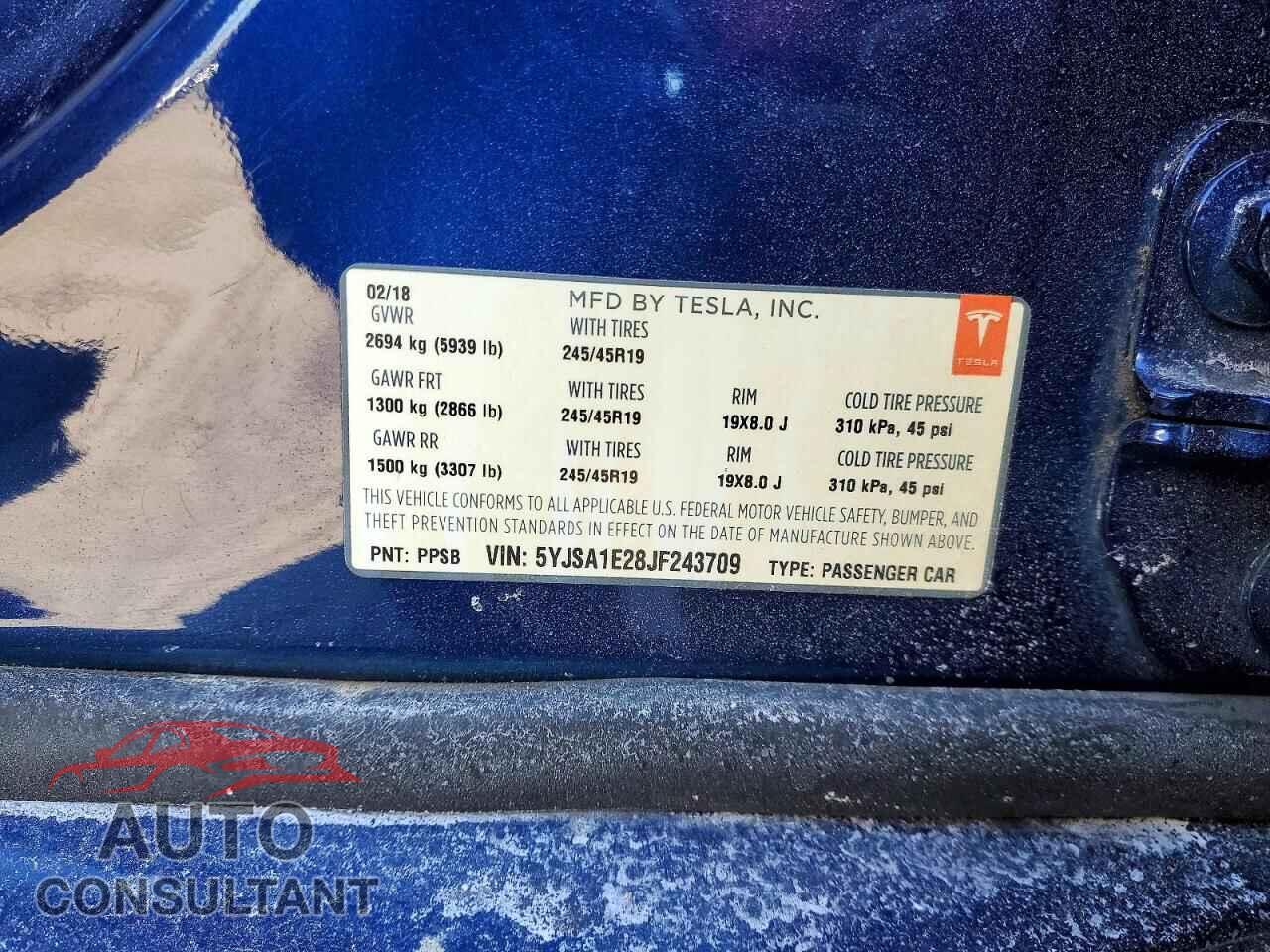 TESLA MODEL S 2018 - 5YJSA1E28JF243709