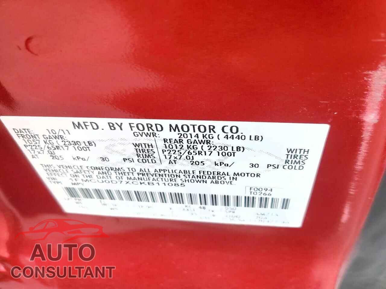 FORD ESCAPE 2012 - 1FMCU0D7XCKB11085