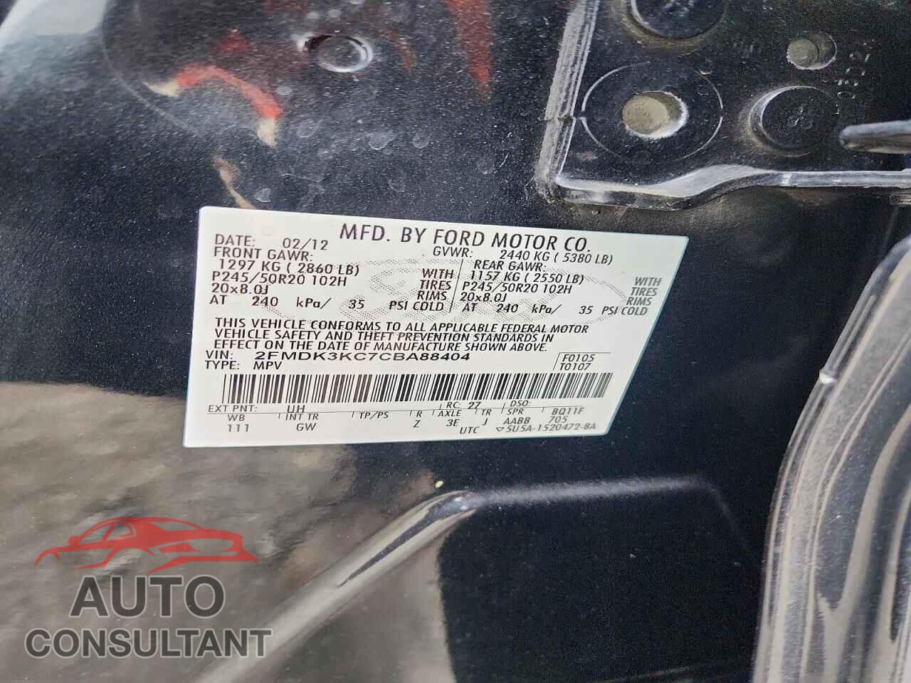 FORD EDGE 2012 - 2FMDK3KC7CBA88404