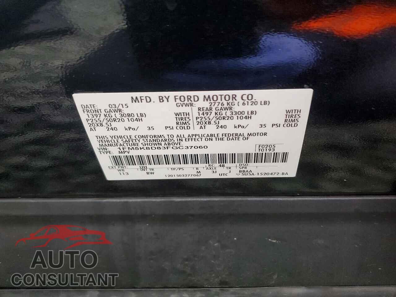 FORD EXPLORER 2015 - 1FM5K8D83FGC37060