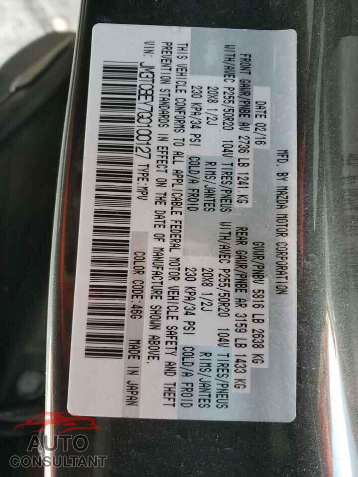 MAZDA CX-9 2016 - JM3TCBEY7G0100127