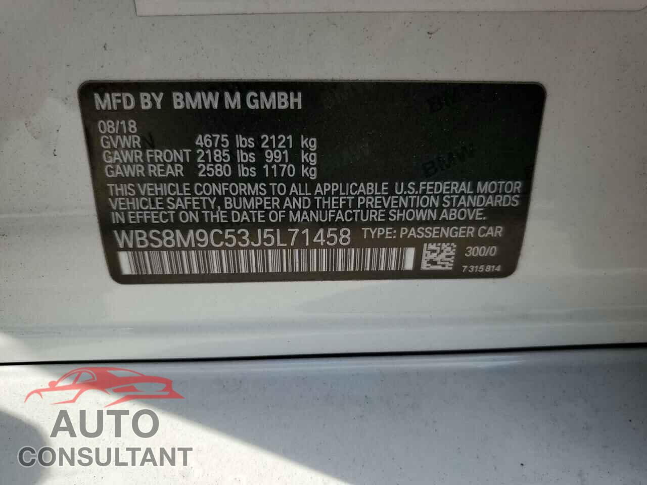 BMW M3 2018 - WBS8M9C53J5L71458