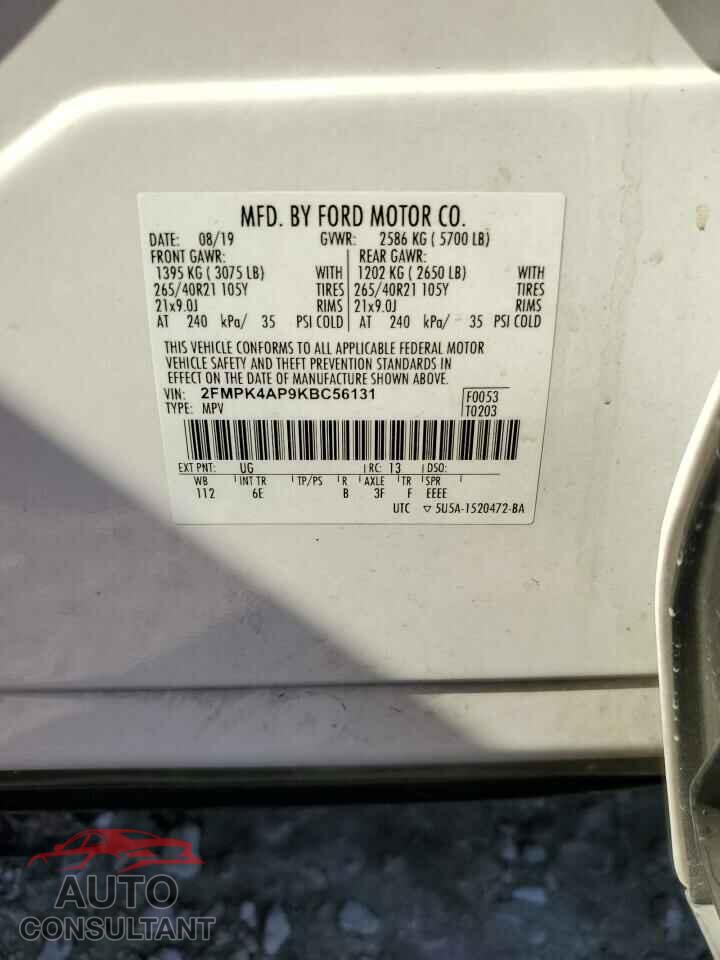 FORD EDGE 2019 - 2FMPK4AP9KBC56131