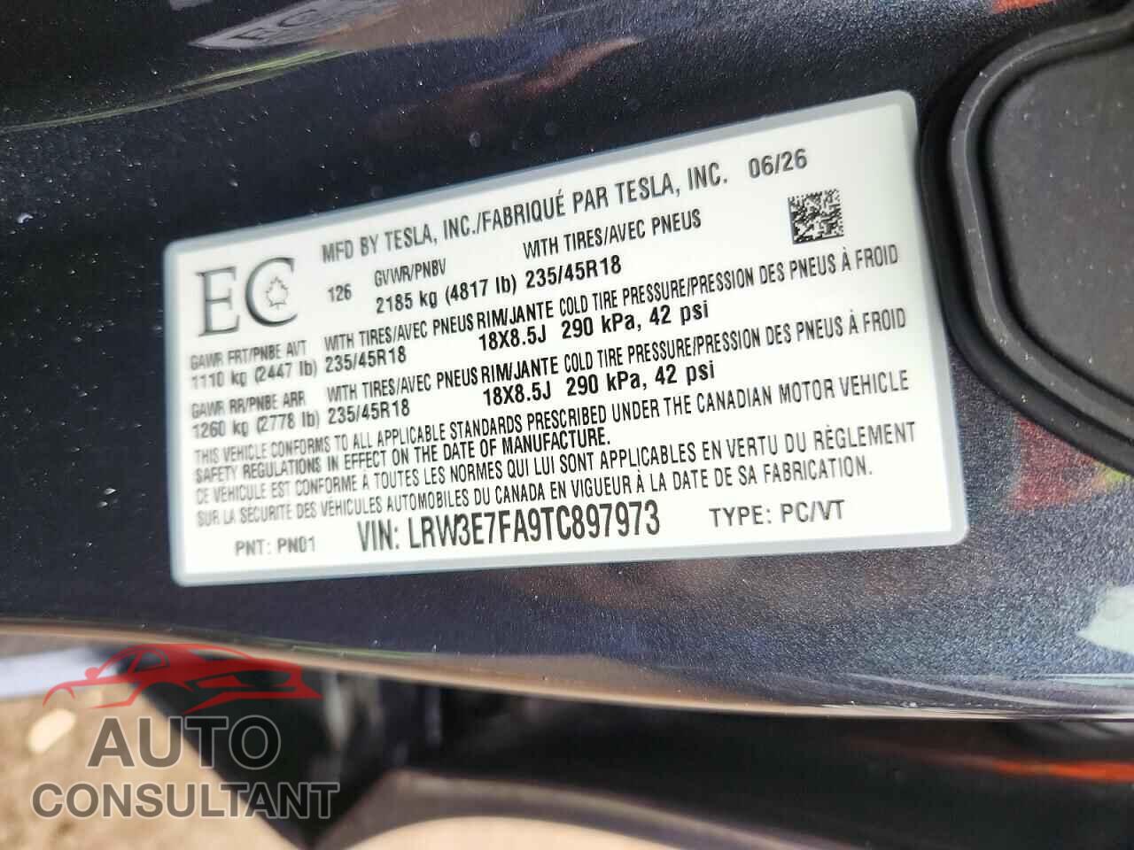 TESLA MODEL 3 2026 - LRW3E7FA9TC897973